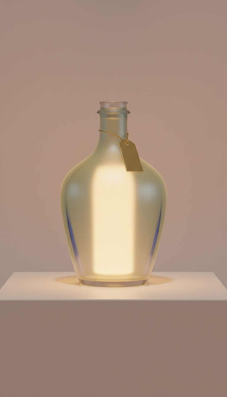 Glowing Decorative Bottle with Gold Foil Tag