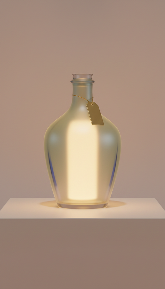 Glowing Decorative Bottle with Gold Foil Tag