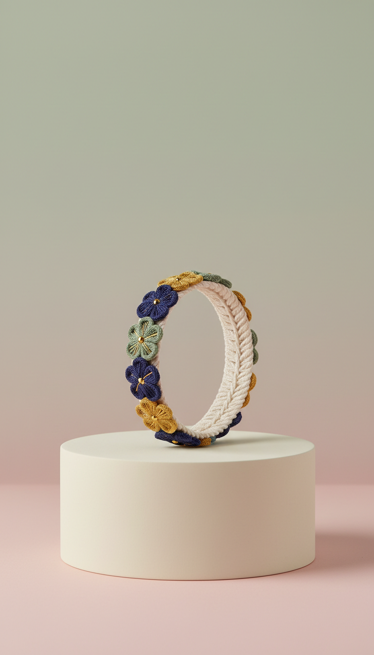 Handcrafted Rakhi Bracelet with Floral Accents